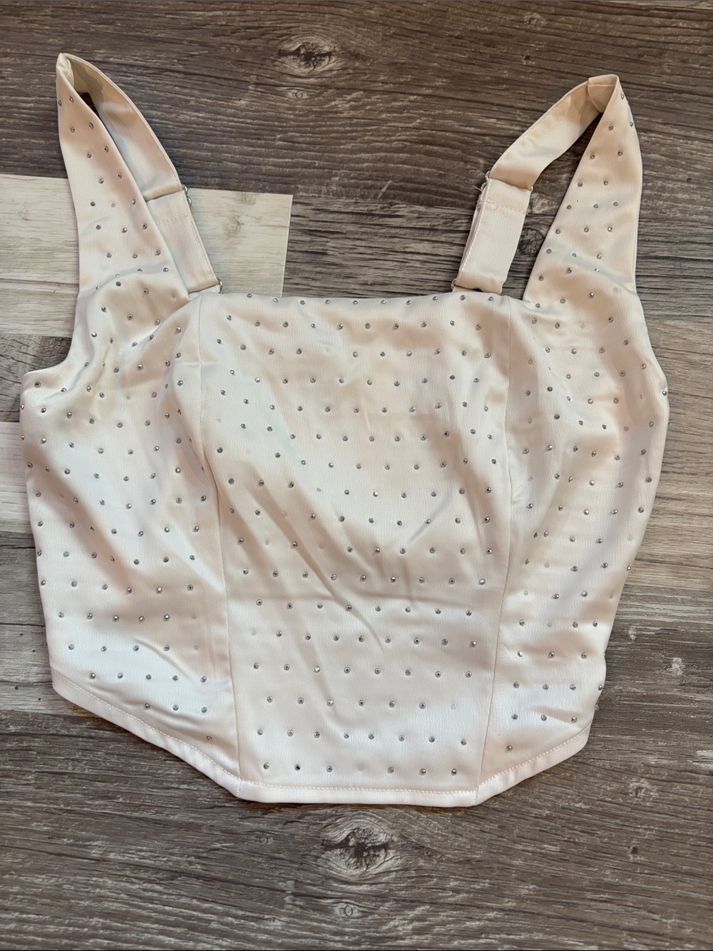 wild fable Cream Rhinestone Embellished Crop Top